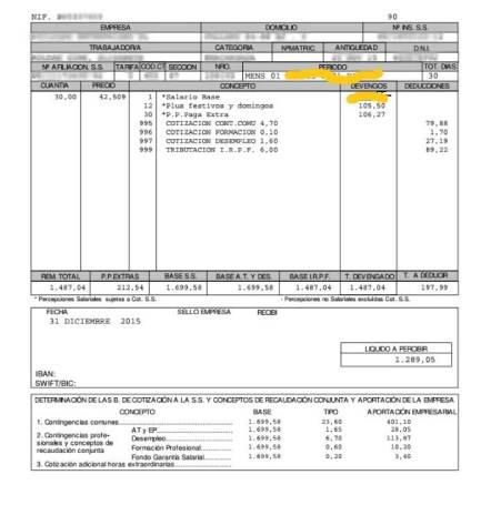 ejemplo de una nómina